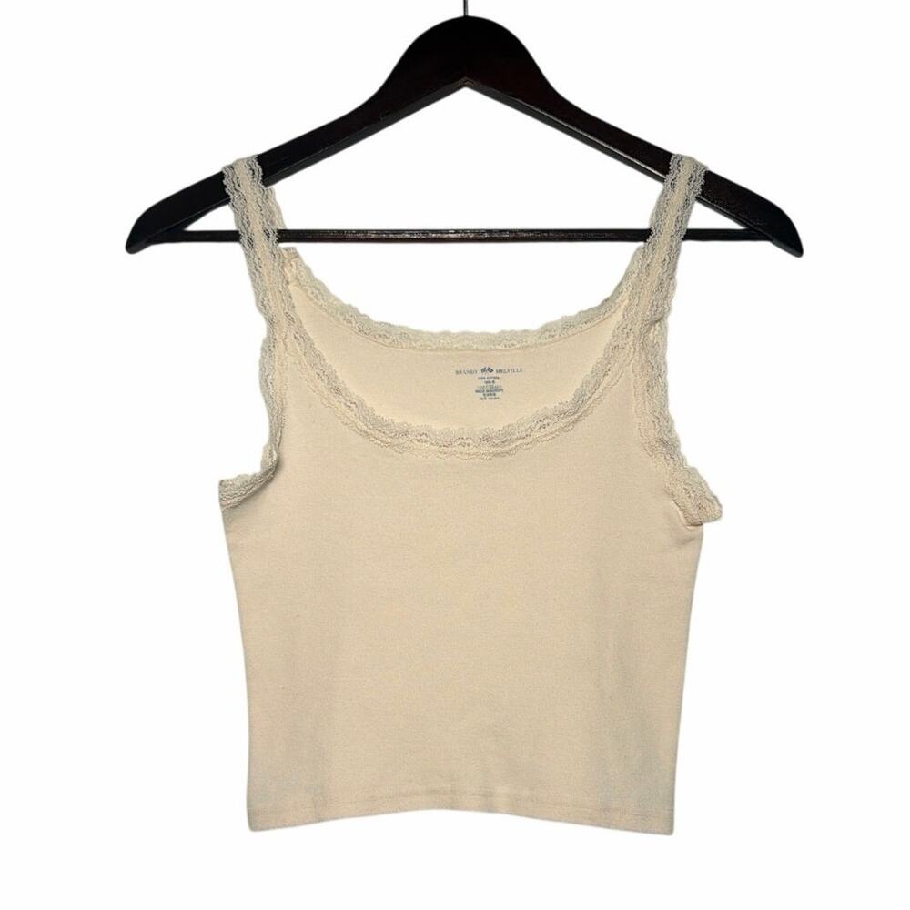 Brandy Melville Lace Tank Womens OS Cream Cropped Summer Casual Coastal Cowgirl